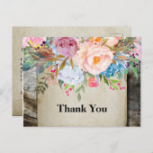 bohoフローラ、花誕生日サンキューカード インビテーションポストカード (正面/裏面)