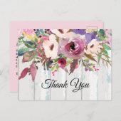 bohoフローラ、花誕生日サンキューカード インビテーションポストカード (正面/裏面)