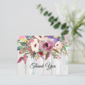 bohoフローラ、花誕生日サンキューカード インビテーションポストカード (スタンド正面)