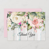 bohoフローラ、花誕生日サンキューカード インビテーションポストカード (正面/裏面)