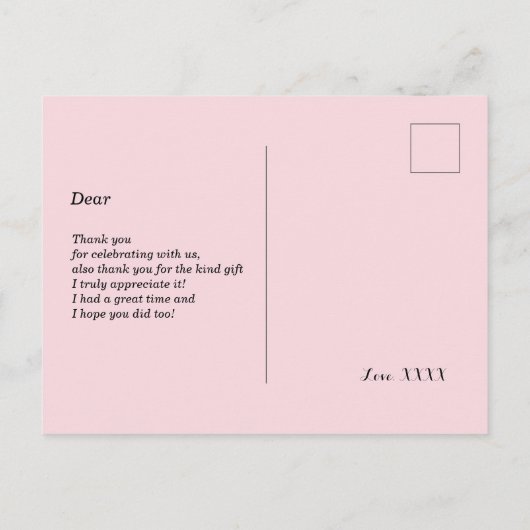 bohoフローラ、花誕生日サンキューカード インビテーションポストカード (裏面)