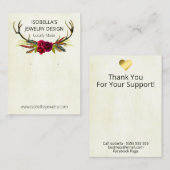 Bohoフローラ〔雄ジカの〕枝角オンベージュイヤリング絵を描ディスプレイ 名刺 (正面/裏面)