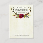 Bohoフローラ〔雄ジカの〕枝角オンベージュイヤリング絵を描ディスプレイ 名刺 (正面)