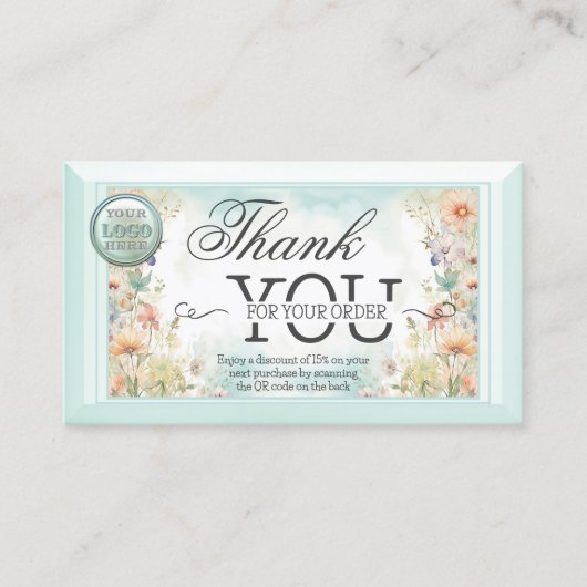 BohoフローラQRコードロゴご注文ありがとうございます 名刺 (正面)