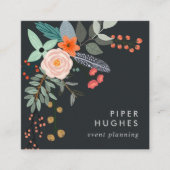 BohoフローラQRコード スクエア名刺 (正面)