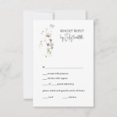 BohoフローラRSVPカード – ミニマリスト植物学 出欠カード (正面)