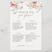 BohoフローラWhat On Your Phoneブライダルシャワーゲーム (正面)