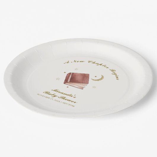 Bohoブックエレガントムーンスター赤ちゃんシャワー ペーパープレート (アングル)