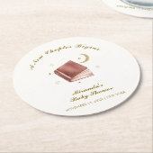 Bohoブックエレガントムーンスター赤ちゃんシャワー ラウンドペーパーコースター (アングル)