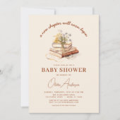 Bohoブックニューチャプター開始ベイビーシャワー 招待状 (正面)