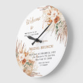 Bohoブライダルシャワーのウェルカムサインウォールクロック ラージ壁時計 (傾斜)