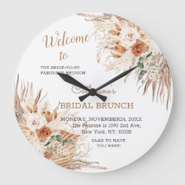 Bohoブライダルシャワーのウェルカムサインウォールクロック ラージ壁時計