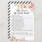 Bohoブライダルシャワーゲーム – 誰が花嫁を知っ最高のている (正面/裏面)