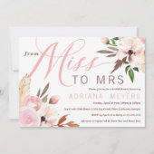 Bohoブライダルシャワー、水の色のフローラ恋しく思、ミセスに。 招待状 (正面)