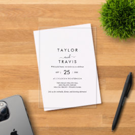 Bohoブラックアクリルモダン結婚式の招待 アクリル招待状