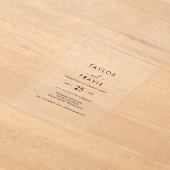 Bohoブラックアクリルモダン結婚式の招待 アクリル招待状 (レイダウン)