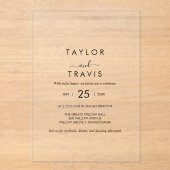 Bohoブラックアクリルモダン結婚式の招待 アクリル招待状 (正面)