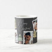 Bohoブラッククリスマスフォトコラージュ松の木 コーヒーマグカップ (中央)