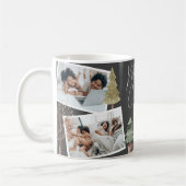 Bohoブラッククリスマスフォトコラージュ松の木 コーヒーマグカップ (左)