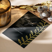 Bohoブラックゴールドフォイルヴィンテージボタニカルサンキュー 箔招待状