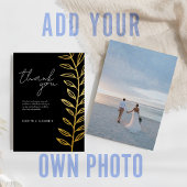 Bohoブラックゴールドフォイルヴィンテージボタニカルサンキュー 箔招待状