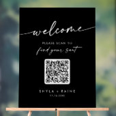 BohoブラックQRコードアクリル結婚の座席表 アクリルサイン (ニュートラル)