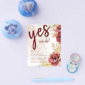 BOHOブルゴーニュバラパンパスグラス結婚ズ チラシ (シングル)