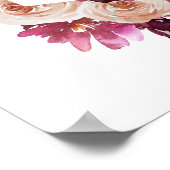 Bohoブルゴーニュフローラベビーシャワー女の子ママosaサイン ポスター (角)