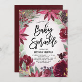 Bohoブルゴーニュ冬フローラ赤ちゃんシャワー散水 招待状 (正面/裏面)