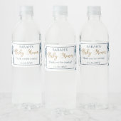 Bohoブルーウォーター色フローラ赤ちゃんシャワーありがとう ペットボトルラベル (ボトル)