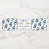 Bohoブルーウォーター色フローラ赤ちゃんシャワーありがとう ペットボトルラベル (シングルラベル)