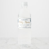 Bohoブルーウォーター色フローラ赤ちゃんシャワーありがとう ペットボトルラベル (正面)