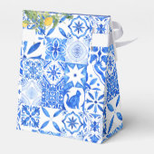 Bohoブルータイルとレモンアーチ結婚の感謝 フェイバーボックス (裏面サイド)