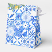 Bohoブルータイルとレモンアーチ結婚の感謝 フェイバーボックス (裏面サイド)