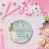 BOHOブルーティーピーアローズディアアントラー男の赤ちゃんシャワー ペーパープレート (パーティー)