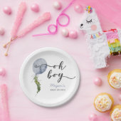 Bohoブルーバルーンオーボーイベビーシャワー ペーパープレート (パーティー)