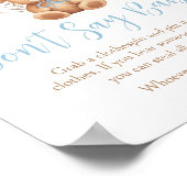 Bohoブルーバルーンベア赤ちゃんシャワー言わないベビー ポスター (角)