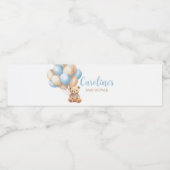 Bohoブルーバルーンベア赤ちゃんシャワー ペットボトルラベル (シングルラベル)