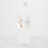 Bohoブルーバルーンベア赤ちゃんシャワー ペットボトルラベル (正面)