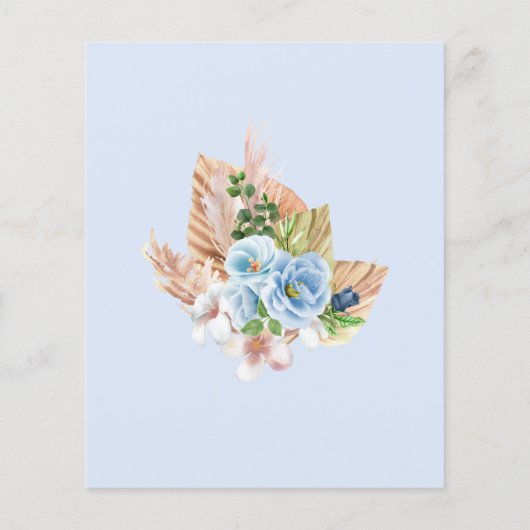 Bohoブルーフレームパンパスグラスオーボーイベビーシャワー チラシ (裏面)