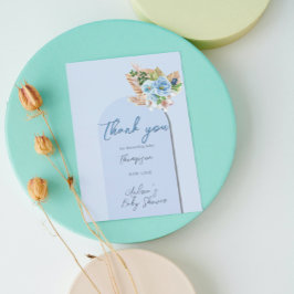 Bohoブルーフレームパンパスグラスオーボーイベビーシャワー チラシ