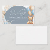 Bohoブルーベアーバルーンベビーシャワーおむつラッフル エンクロージャーカード (正面/裏面)