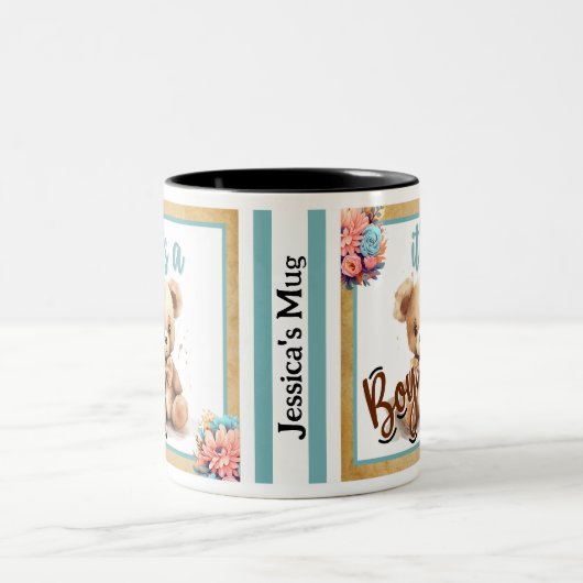 Bohoブルーベアーベビーシャワー ツートーンマグカップ (中央)