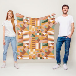 Bohoブロックフローラ フリースブランケット