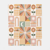 Bohoブロックフローラ フリースブランケット (正面)