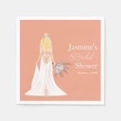 Bohoブロンド花嫁と花 スタンダードカクテルナプキン (正面)