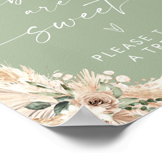 Bohoベビーは甘い赤ちゃんシャワーデザートサイン ポスター (角)