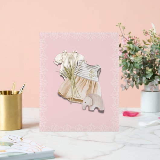 Bohoベビーガール象付き衣装 | ピンク子供部屋 アクリルサイン (ウェディング)
