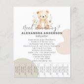 Bohoベビーシッターベアウォーター色サービスのティアオフ チラシ (正面)