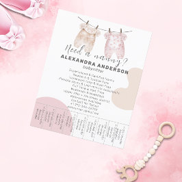 Bohoベビーシッター水彩画サービスのティアオフ チラシ